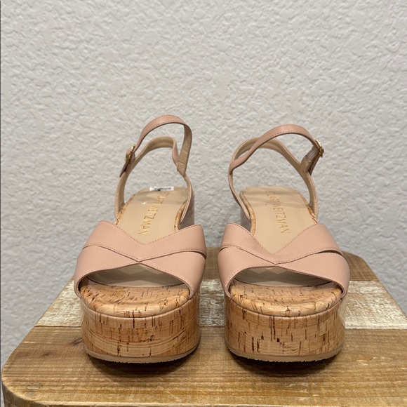 Stuart Weitzman Carmen Leather Mini Wedge Platform Sandals Size 8.5 NEW - Picture 3 of 7